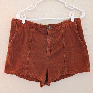 Wild Fable Orange Corduroy High Waisted Elastic Waist Shorts Size L